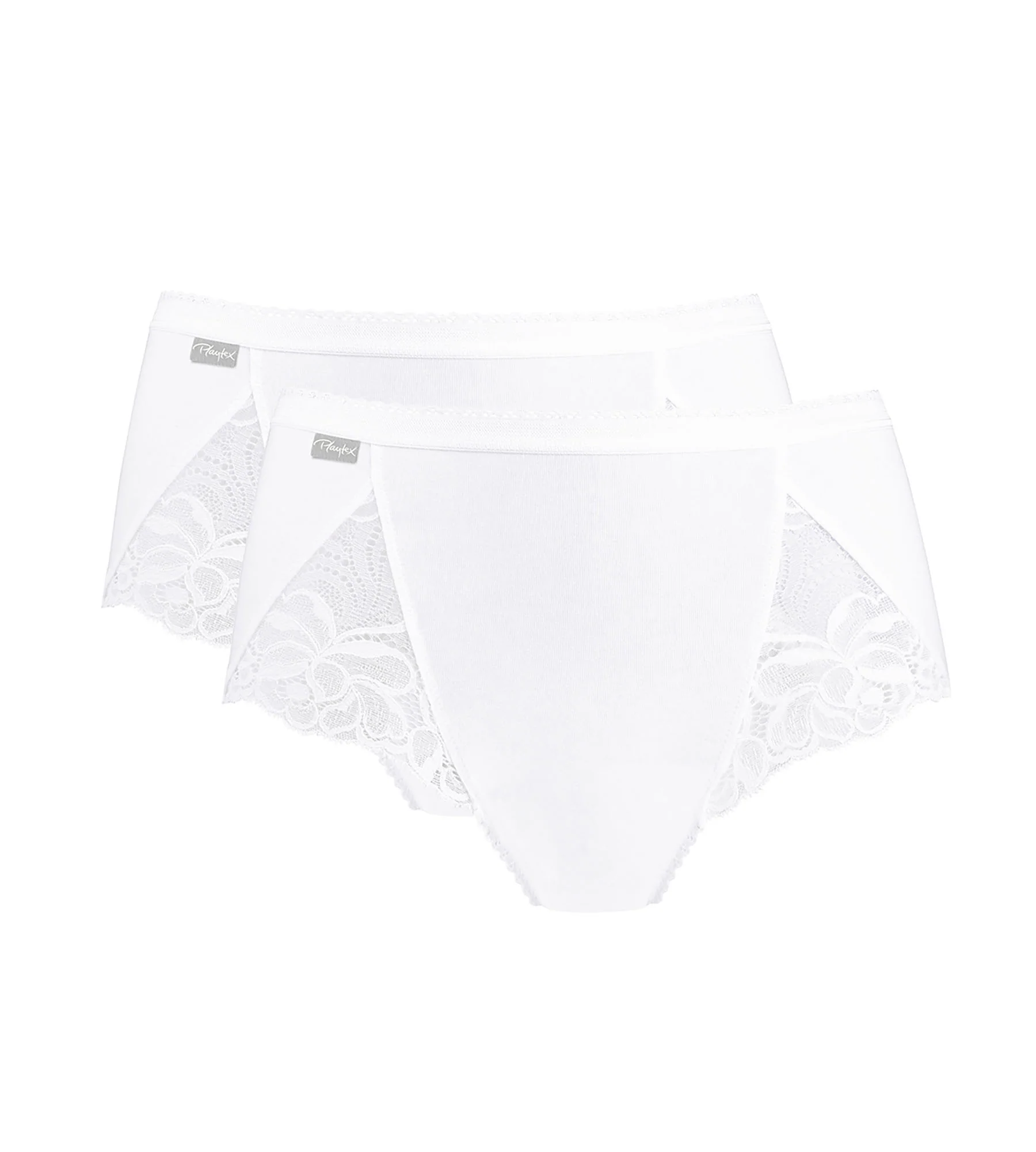 Pacco da 2 slip midi bianchi Cotone e Pizzo - Image 5