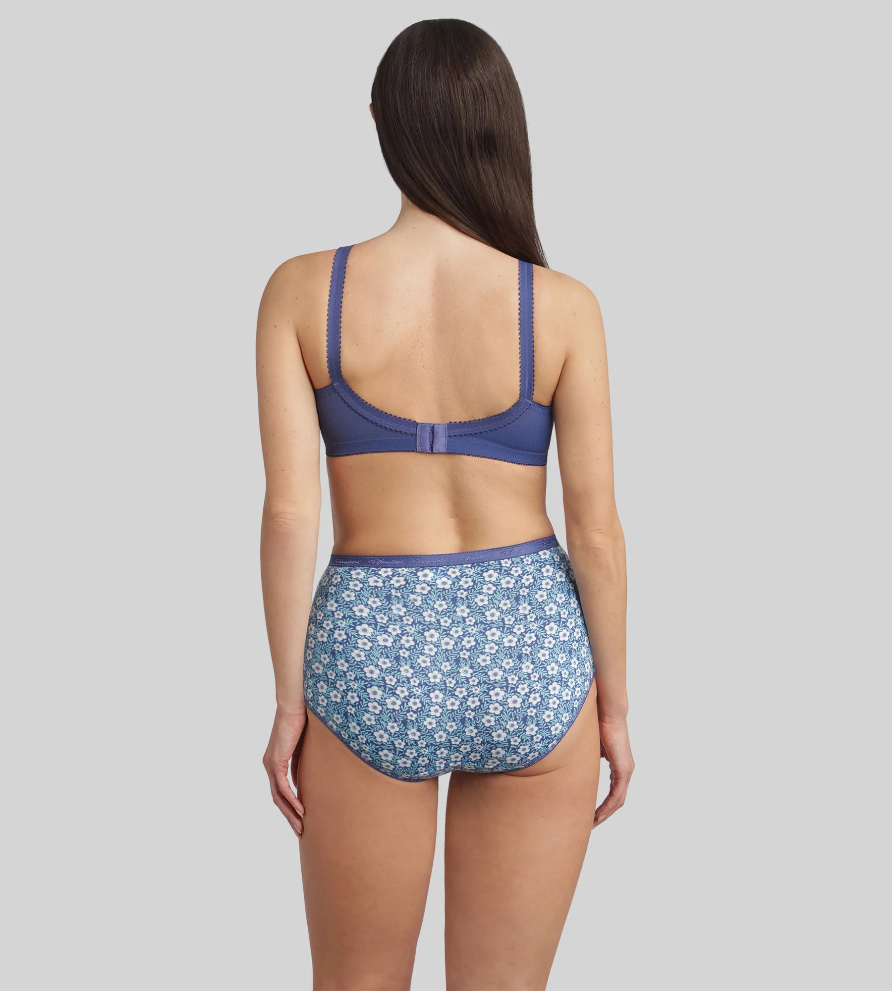 Pacco di 3 slip a vita alta blu, stampa azzurro, rosa orchidea Cotone Bio - Image 4