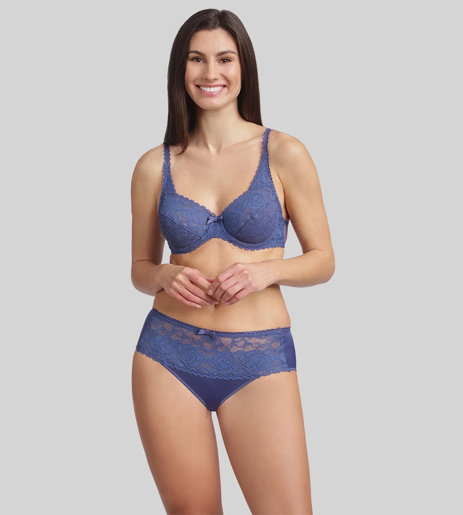 Reggiseno con ferretto blu cobalto Flowery Lace Riciclato - Image 3