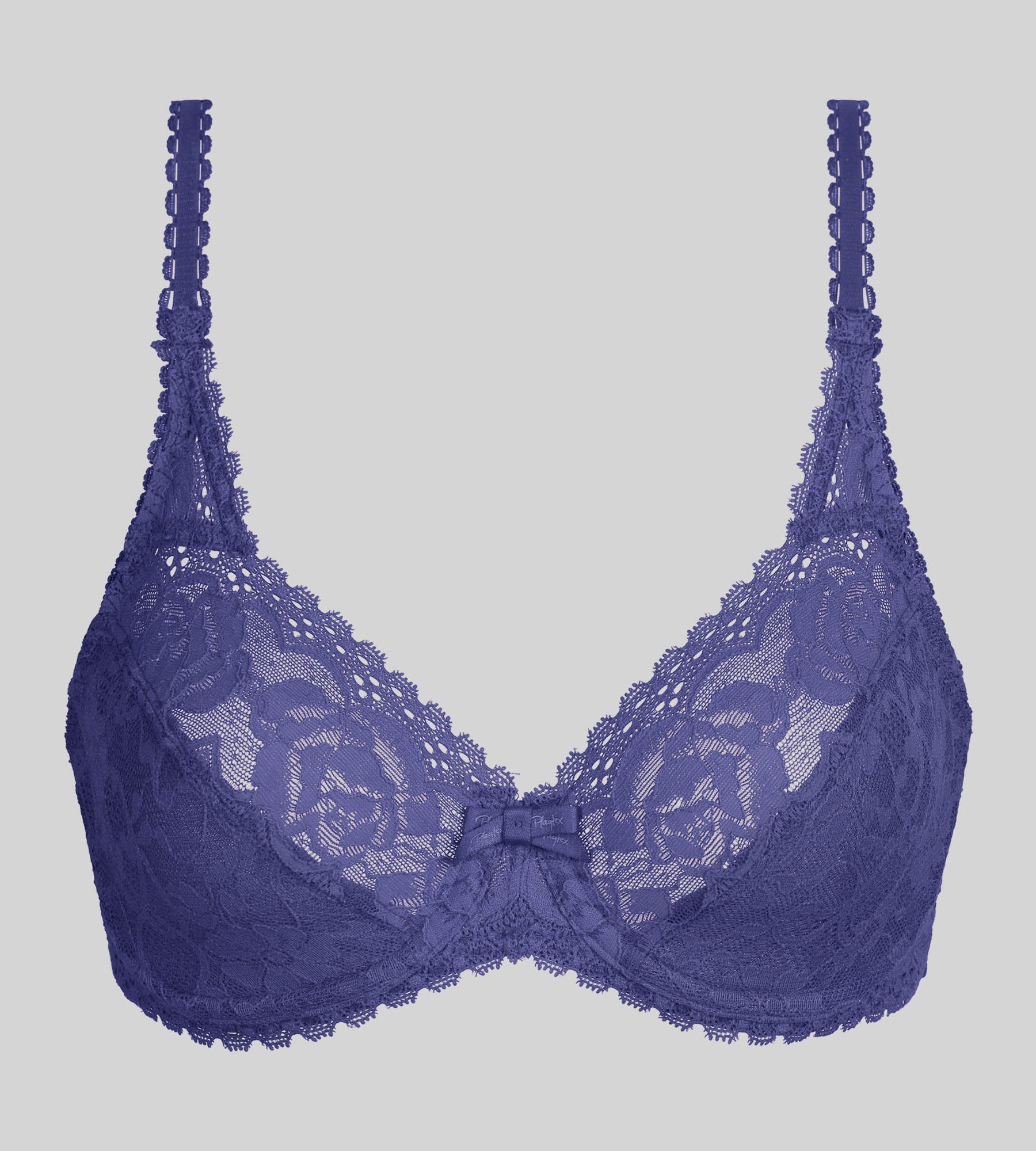 Reggiseno con ferretto blu cobalto Flowery Lace Riciclato - Image 5