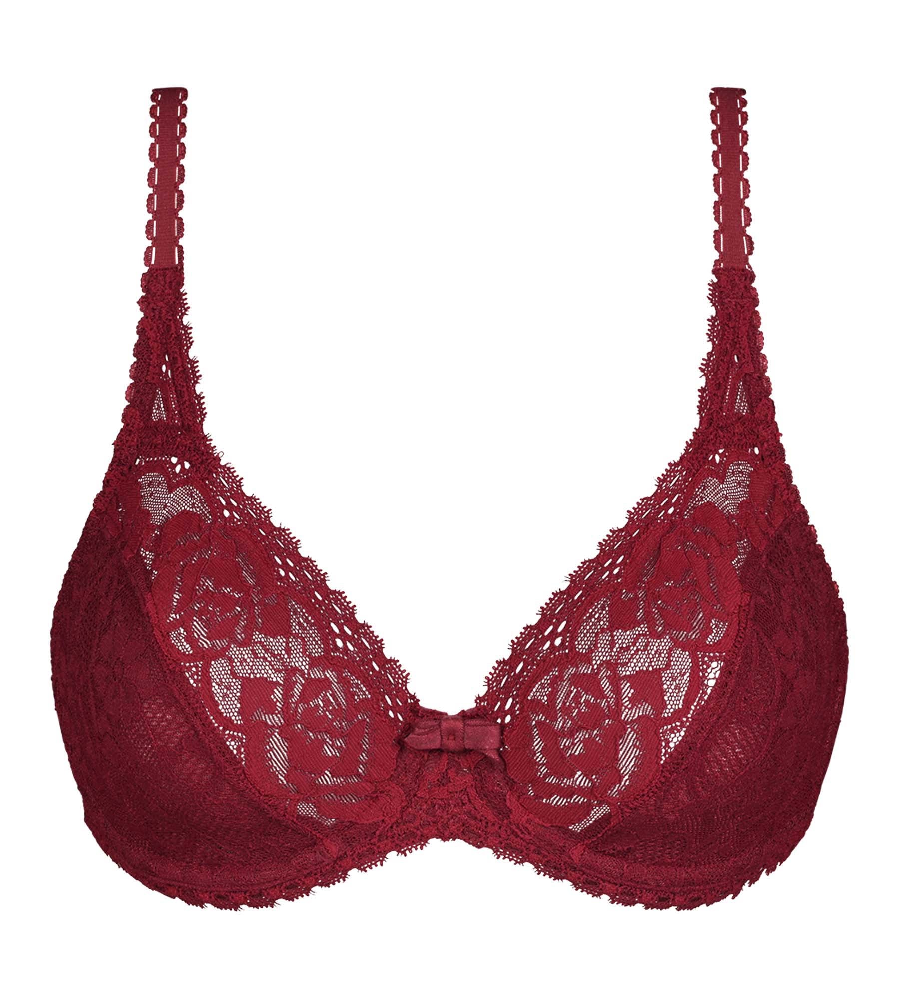 Reggiseno con ferretto rosso carminio Flowery Lace Riciclato - Image 5