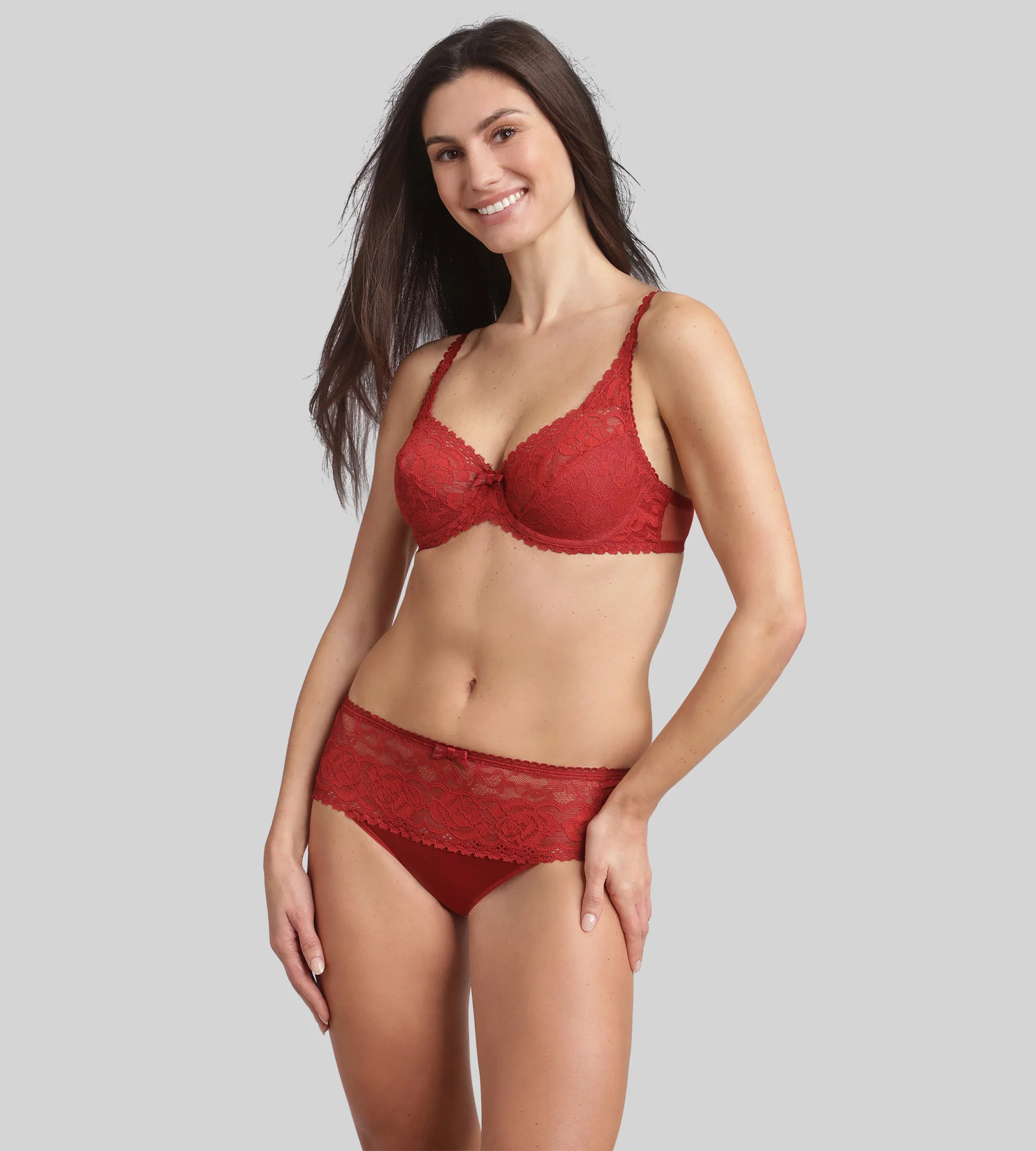 Slip rosso velluto Flowery Lace Riciclato - Image 3